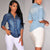 Retro Blue Jean Soft Denim Long Sleeve Tops Blouse Casual Shirt - minxxshop.com