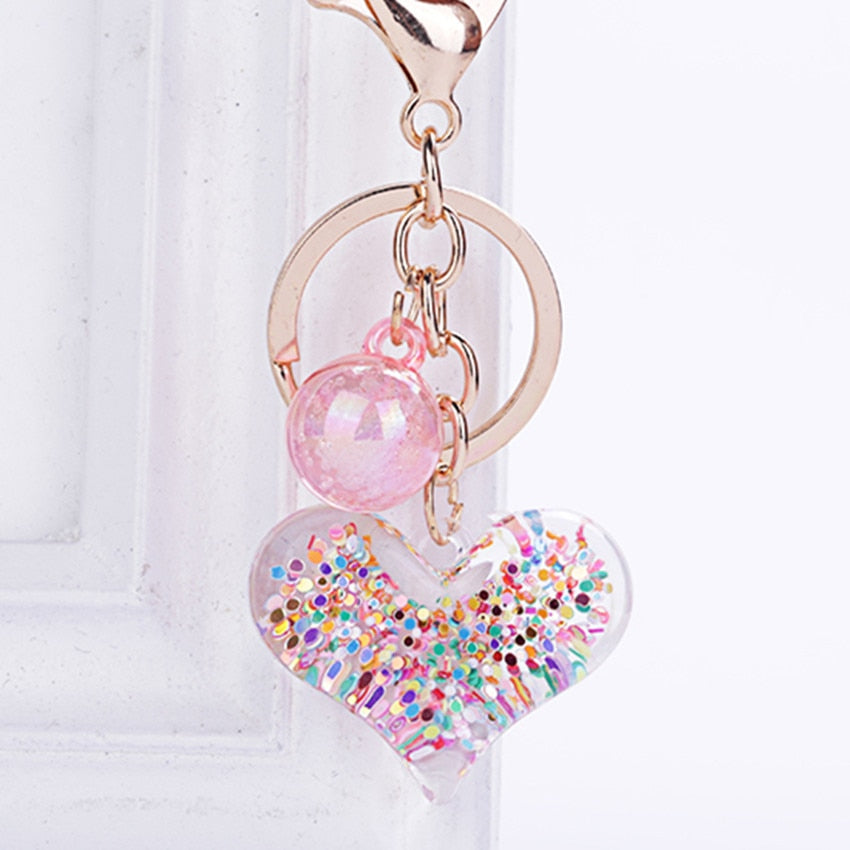 Heart-shaped glitter filled keychain | MinxxShop