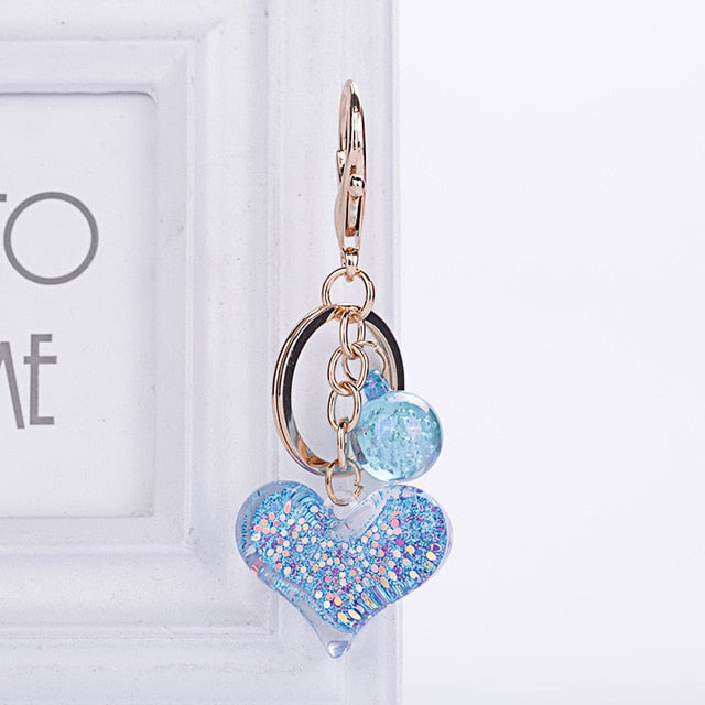 Heart-shaped glitter filled keychain | MinxxShop