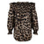 Leopard Blouse  Shirts Off Shoulder Printing Loose Tops - minxxshop.com